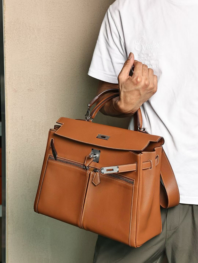 メンズ エルメス バッグ HERMES エルメス ケリーラキ35cm 内縫い ゴールド スイフト シルバー金具 2526030 エルメス メンズバッグ ケリー - 画像 (9)