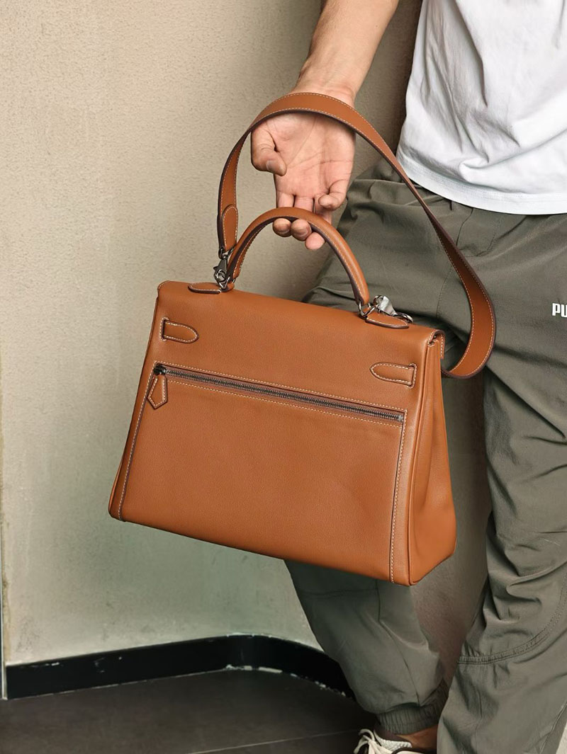 メンズ エルメス バッグ HERMES エルメス ケリーラキ35cm 内縫い ゴールド スイフト シルバー金具 2526030 エルメス メンズバッグ ケリー - 画像 (3)