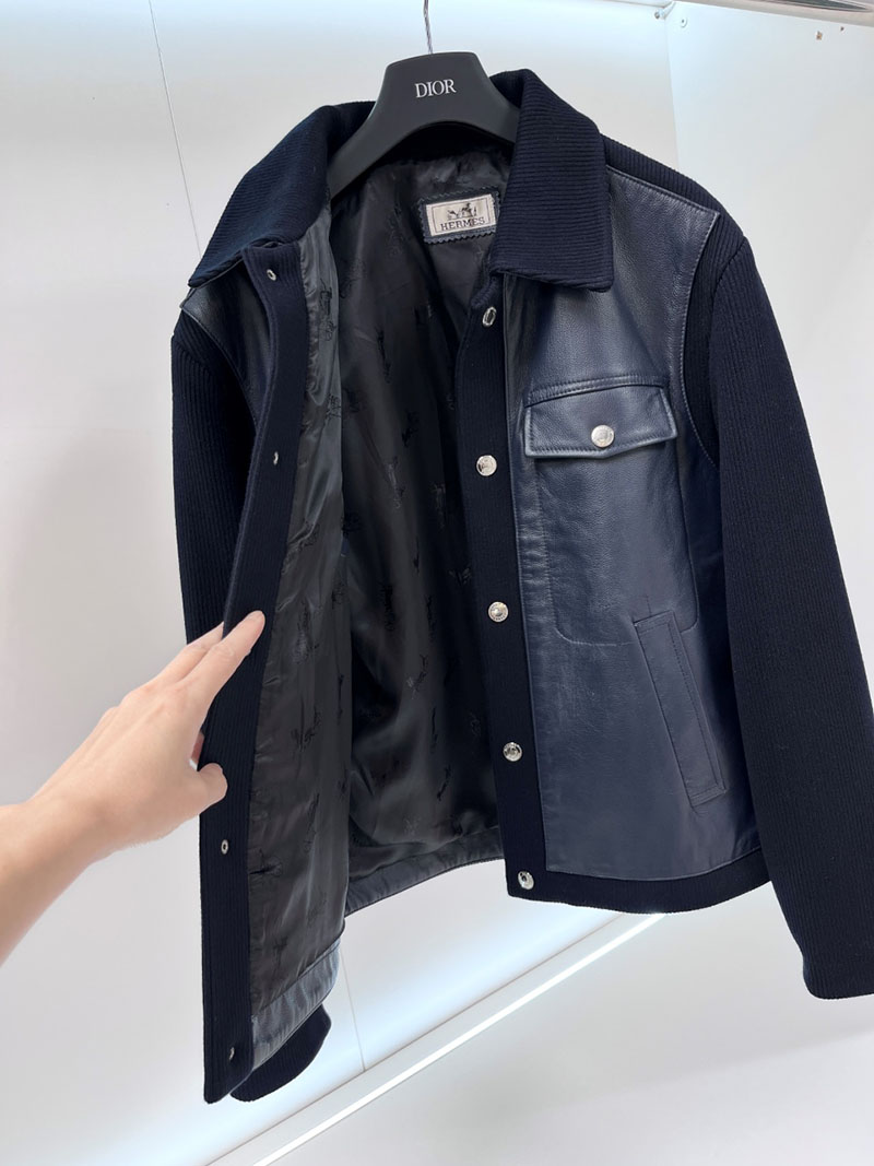 最高級エルメススーパーコピー服 HERMES メンズ オーバー シャツ フロント レザー ブラック 2526113 エルメス オーバーシャツ - 画像 (8)