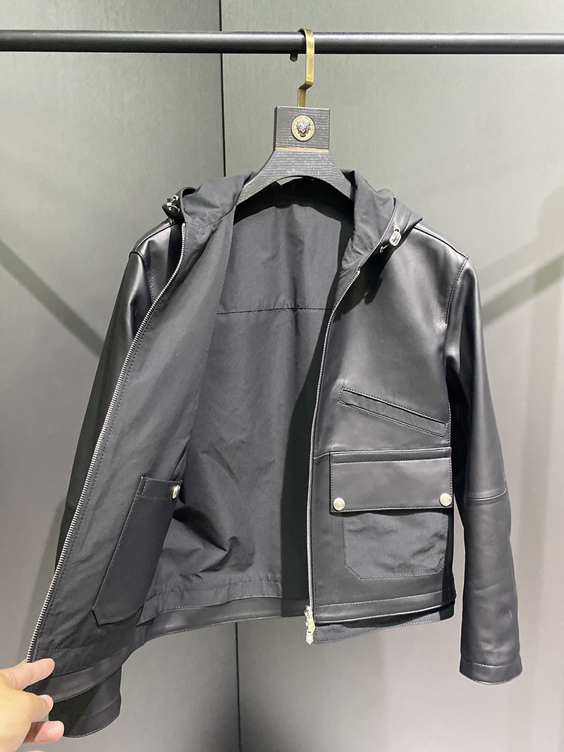 最高級エルメススーパーコピー服 HERMES メンズ シープスキン レザージャケット ブラック 2526117 エルメス レザー ジャケット 定価 - 画像 (4)