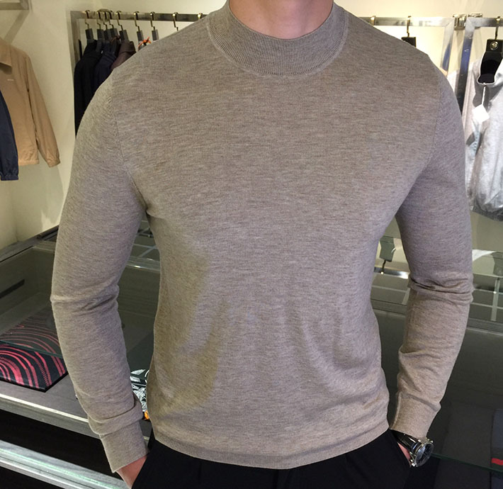 最高級ロロ・ピアーナスーパーコピー LoroPiana カシミヤハイゲージモックネックニット グレー 2525183 メンズセーター おしゃれ ブランド - 画像 (9)