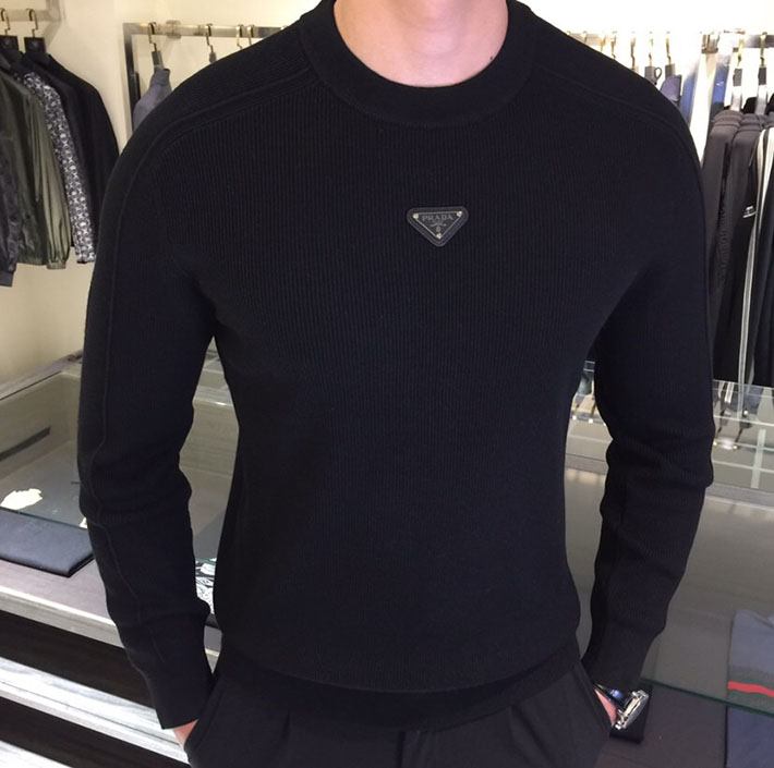 最高級プラダスーパーコピー PRADA エクストラファインウールクルーネックセーター上質ニット ブラック 2525187 質のいいニットブランド メンズ - 画像 (9)