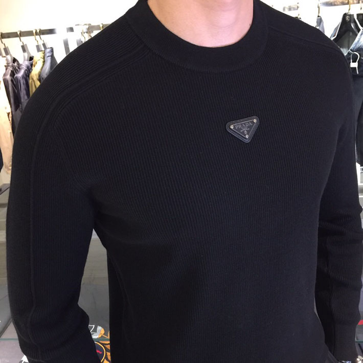 最高級プラダスーパーコピー PRADA エクストラファインウールクルーネックセーター上質ニット ブラック 2525187 質のいいニットブランド メンズ - 画像 (5)