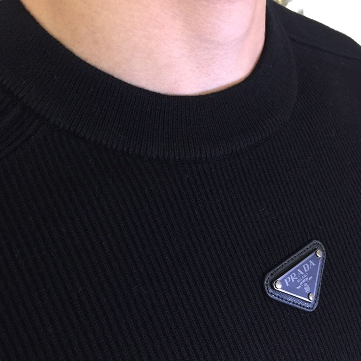 最高級プラダスーパーコピー PRADA エクストラファインウールクルーネックセーター上質ニット ブラック 2525187 質のいいニットブランド メンズ - 画像 (4)