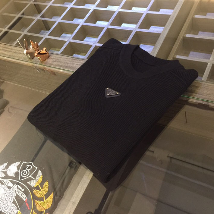 最高級プラダスーパーコピー PRADA エクストラファインウールクルーネックセーター上質ニット ブラック 2525187 質のいいニットブランド メンズ - 画像 (2)