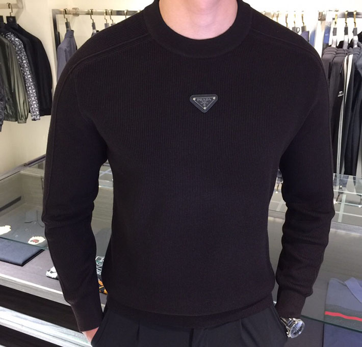 最高級プラダスーパーコピー PRADA エクストラファインウールクルーネックセーター上質ニット ブラウン 2525188 質のいいニットブランド メンズ - 画像 (9)