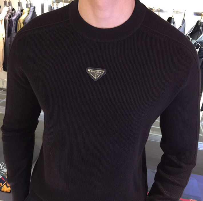 最高級プラダスーパーコピー PRADA エクストラファインウールクルーネックセーター上質ニット ブラウン 2525188 質のいいニットブランド メンズ - 画像 (8)