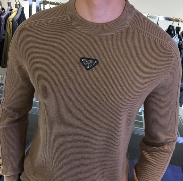 最高級プラダスーパーコピー PRADA エクストラファインウールクルーネックセーター上質ニット ブラウン 2525189 40代 ニット メンズ ブランド - 画像 (8)