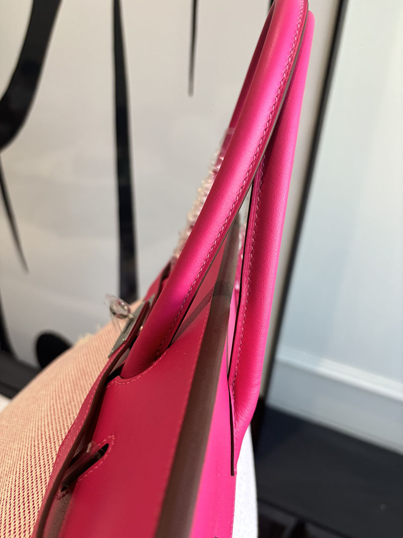 HERMES バーキン フレイ・フレイ 35cm エクリュ×フランボワーズ ツイルアッシュ×スイフト シルバー金具 2526307 バーキン フレイ フレイ 定価 - 画像 (5)