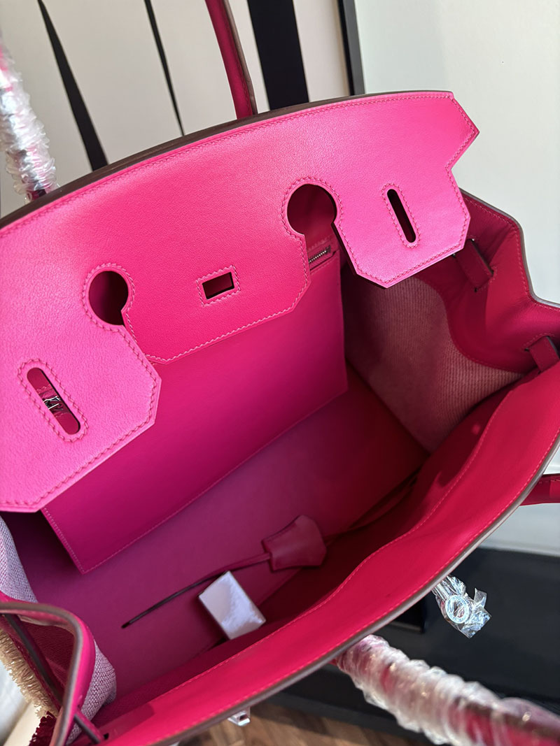 HERMES バーキン フレイ・フレイ 35cm エクリュ×フランボワーズ ツイルアッシュ×スイフト シルバー金具 2526307 バーキン フレイ フレイ 定価 - 画像 (3)