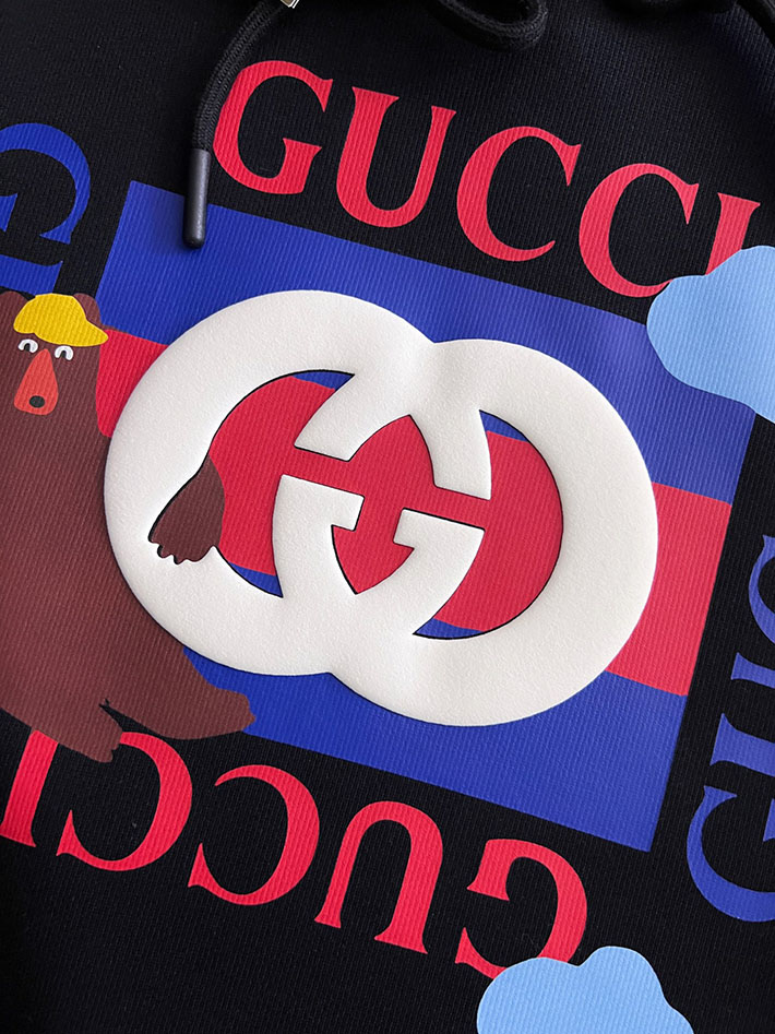 グッチ直営アウトレット店 GUCCI インターロッキングG コットンジャージー スウェットシャツ ブラック 2525317 グッチ スウェットシャツ - 画像 (6)