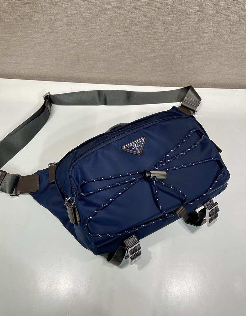プラダ バッグ メンズ 新作 PRADA スピードロック Re-Nylon レザー ショルダーバッグ ブルー 2VH201 プラダ バッグ ナイロン - 画像 (8)