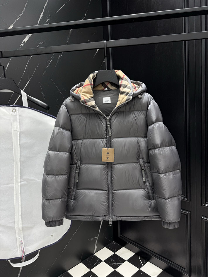 最高級バーバリースーパーコピー BURBERRY リバーシブル チェック フーデッド ダウンジャケット グレー 2525407 バーバリー アウトレット どれくらい 安い - 画像 (6)