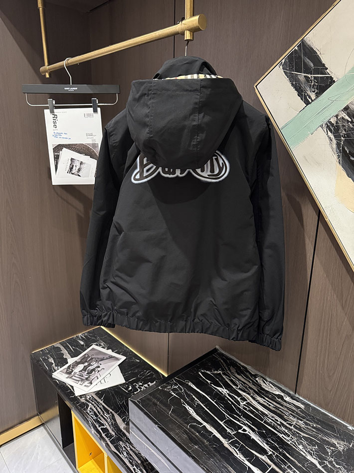 最高級バーバリースーパーコピー BURBERRY チェッカーテープ ナイロン フーデッドジャケット ブラック 2525751 バーバリー ジャケット メンズ - 画像 (7)