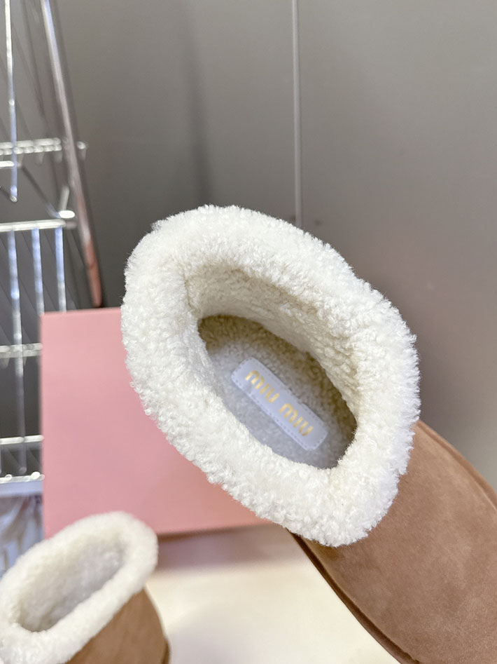 最高級MiuMiuスーパーコピー ミュウミュウ スエードxシアリング ミュール 5R514E 2627065 レディース スノーブーツ おしゃれ - 画像 (6)