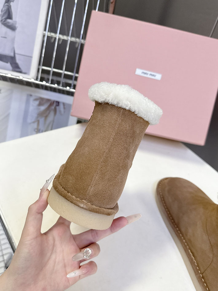 最高級MiuMiuスーパーコピー ミュウミュウ スエードxシアリング ミュール 5R514E 2627065 レディース スノーブーツ おしゃれ - 画像 (5)