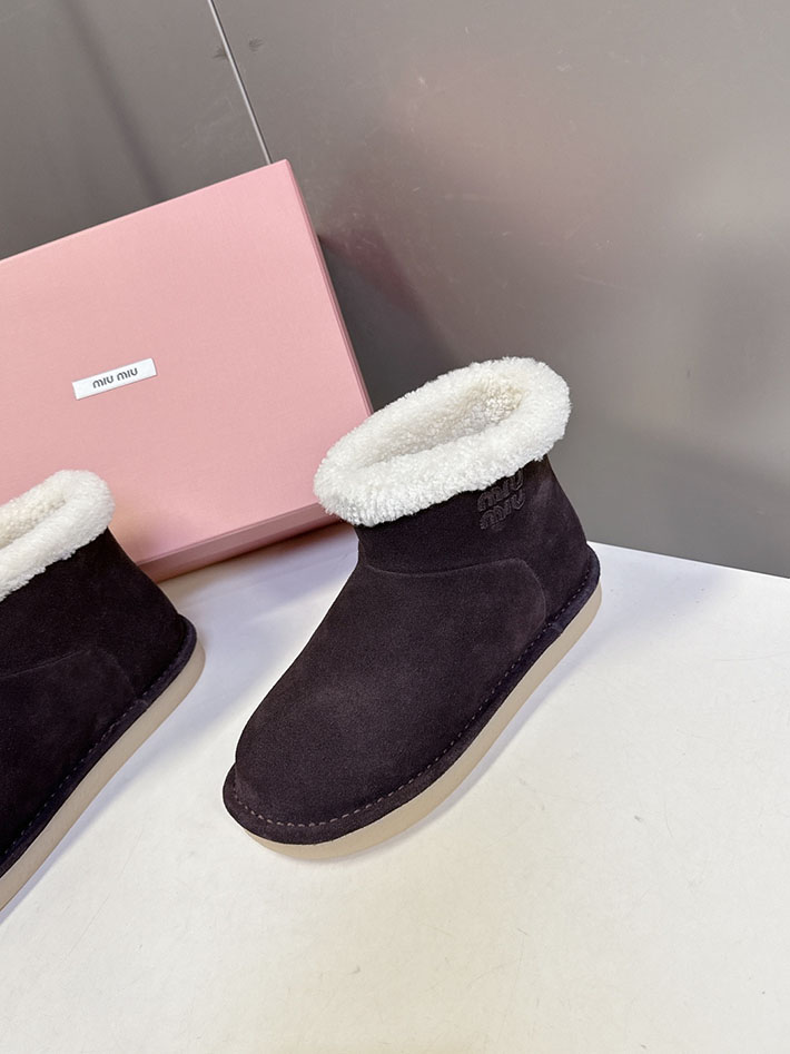 最高級MiuMiuスーパーコピー ミュウミュウ スエードxシアリング ミュール 5R514E 2627066 レディース スノーブーツ 人気 - 画像 (2)