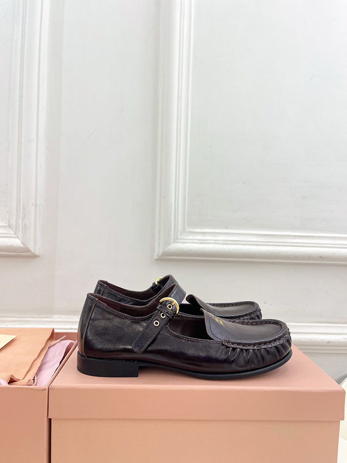 最高級MiuMiuスーパーコピー ミュウミュウ ストラップ付レザーローファー 5D563E_007_F0003 MIUMIU ローファー レディース - 画像 (2)