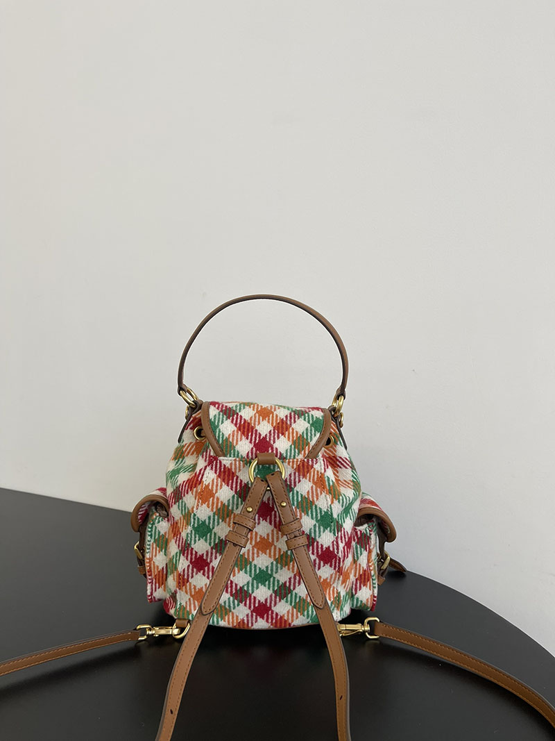最高級MiuMiuスーパーコピー ミュウミュウ プレイドxレザー バックパック 5BZ043_2IFK_F0Q6N_V_OOM ミュウミュウ リュック アウトレット - 画像 (2)