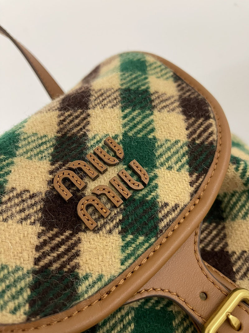 最高級MiuMiuスーパーコピー ミュウミュウ プレイドxレザー バックパック 5BZ042_2IFK_F0HDZ_V_OOM Miumiu リュック - 画像 (8)
