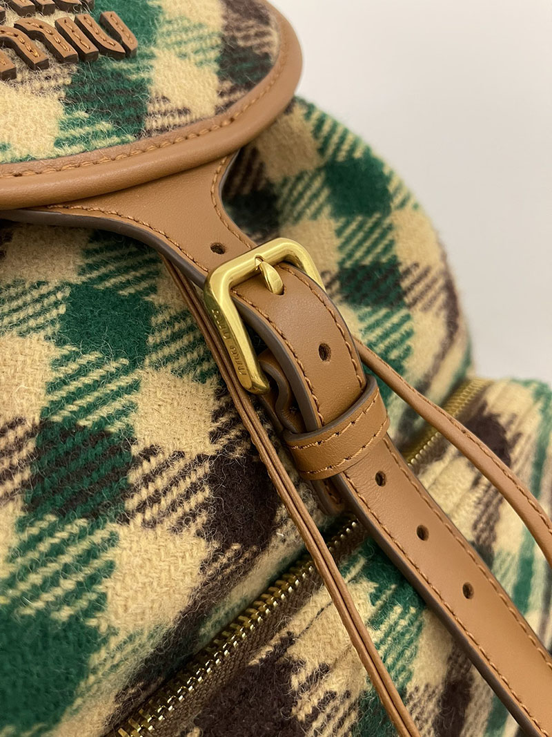 最高級MiuMiuスーパーコピー ミュウミュウ プレイドxレザー バックパック 5BZ042_2IFK_F0HDZ_V_OOM Miumiu リュック - 画像 (7)