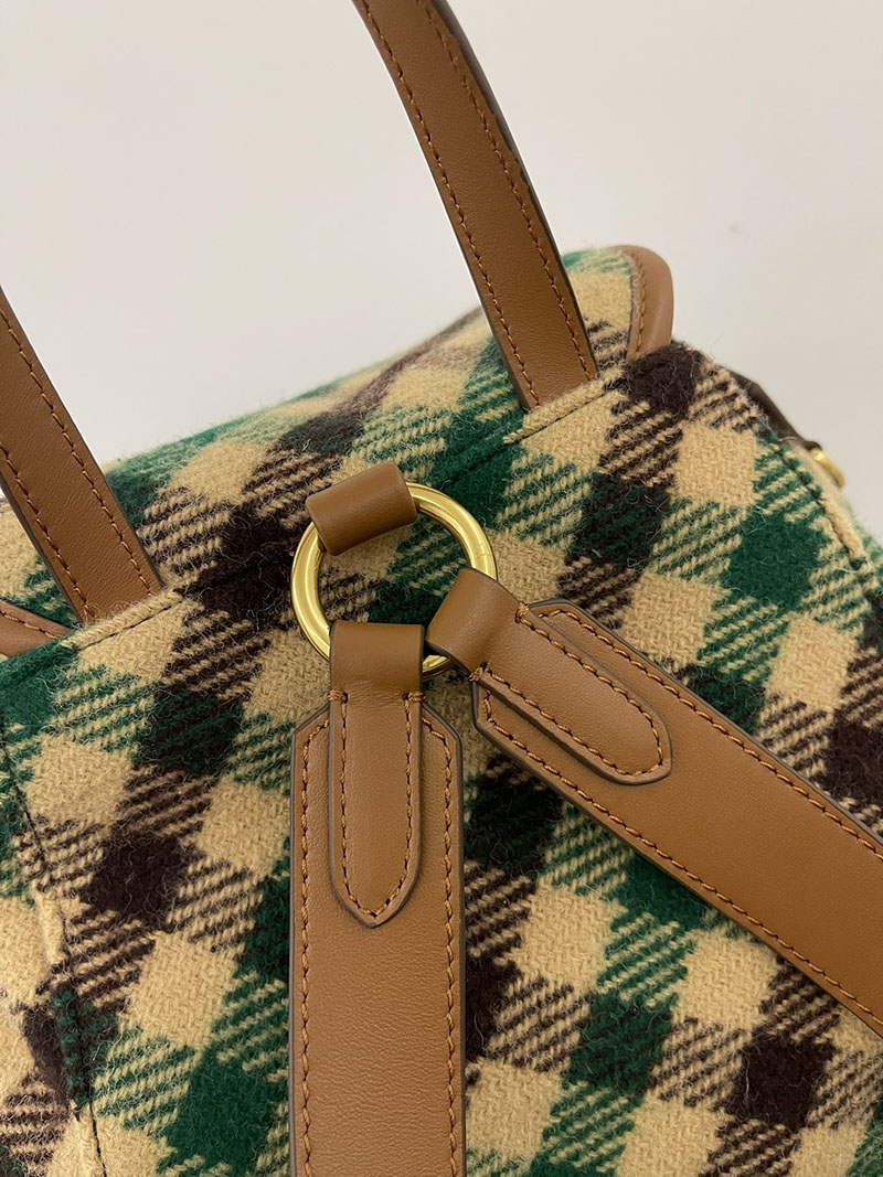 最高級MiuMiuスーパーコピー ミュウミュウ プレイドxレザー バックパック 5BZ042_2IFK_F0HDZ_V_OOM Miumiu リュック - 画像 (6)