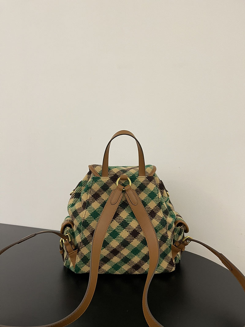 最高級MiuMiuスーパーコピー ミュウミュウ プレイドxレザー バックパック 5BZ042_2IFK_F0HDZ_V_OOM Miumiu リュック - 画像 (3)