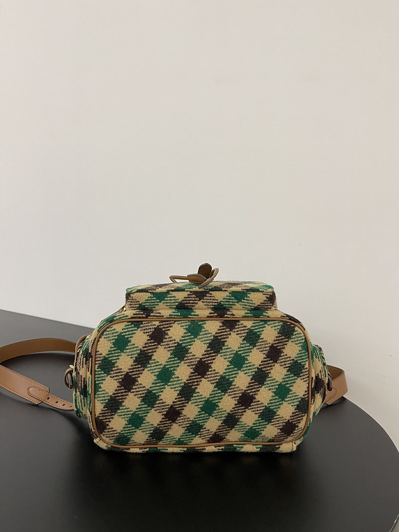 最高級MiuMiuスーパーコピー ミュウミュウ プレイドxレザー バックパック 5BZ042_2IFK_F0HDZ_V_OOM Miumiu リュック - 画像 (2)