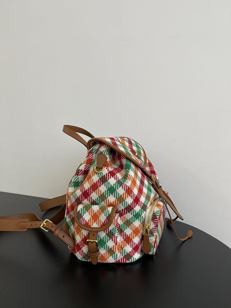 最高級MiuMiuスーパーコピー ミュウミュウ プレイドxレザー バックパック 5BZ042_2IFK_F0Q6N_V_OOM ミュウミュウ リュック - 画像 (9)