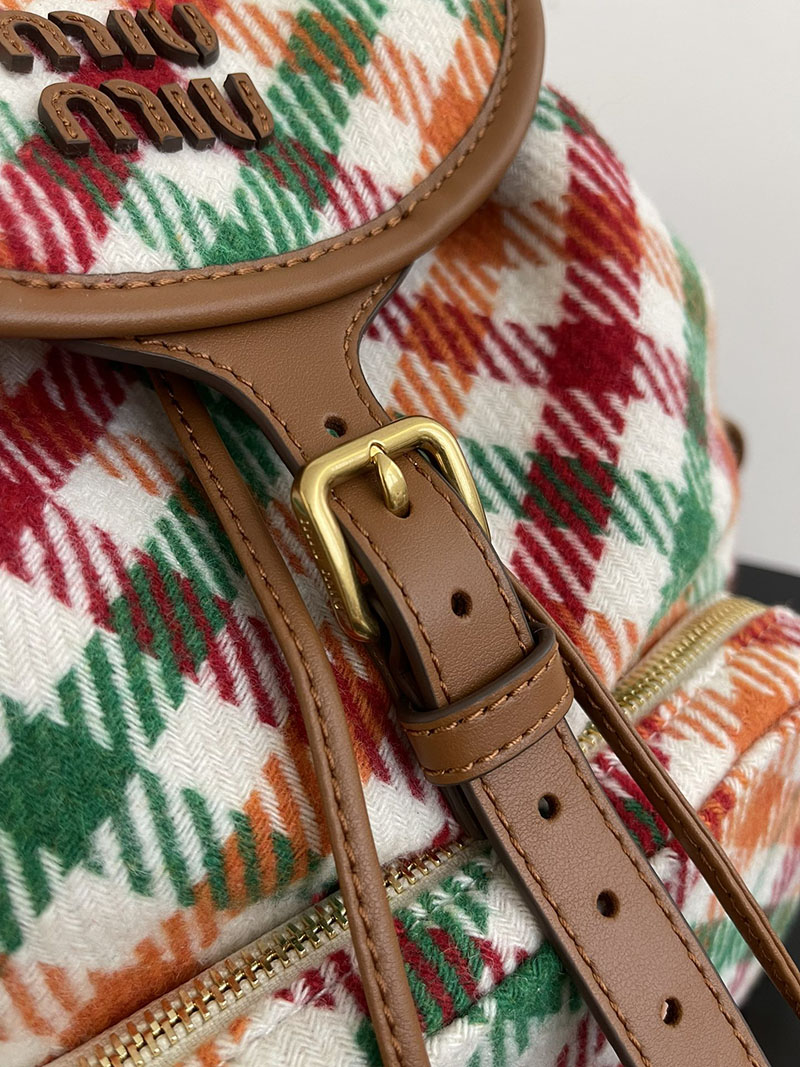 最高級MiuMiuスーパーコピー ミュウミュウ プレイドxレザー バックパック 5BZ042_2IFK_F0Q6N_V_OOM ミュウミュウ リュック - 画像 (7)