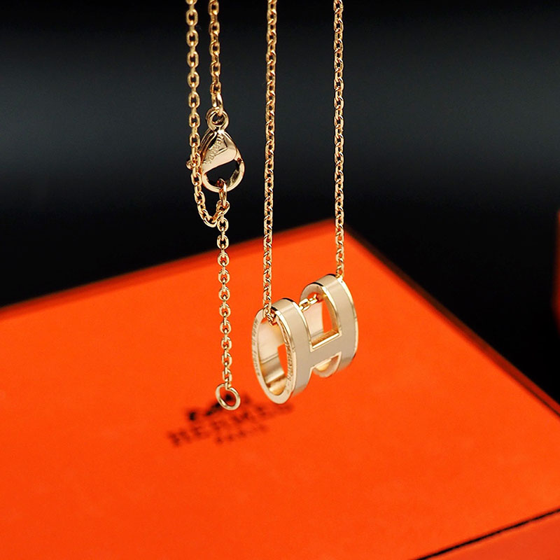 エルメス HERMES ミニ ポップアッシュ ポップH ネックレス チャイ シャンパンゴールド金具 2627452 ミニポップ H ネックレス - 画像 (4)