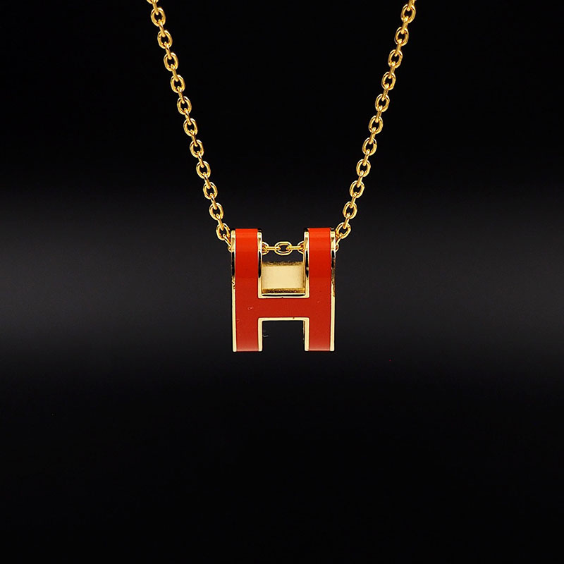 エルメス HERMES ミニ ポップアッシュ ポップH ネックレス オレンジ ゴールド金具 2627453 HERMES ポップH ミニ - 画像 (2)