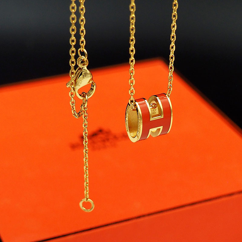 エルメス HERMES ミニ ポップアッシュ ポップH ネックレス オレンジ ゴールド金具 2627453 HERMES ポップH ミニ - 画像 (10)