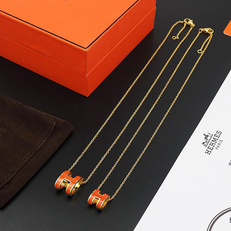 エルメス HERMES ミニ ポップアッシュ ポップH ネックレス オレンジ ゴールド金具 2627453 HERMES ポップH ミニ - 画像 (9)