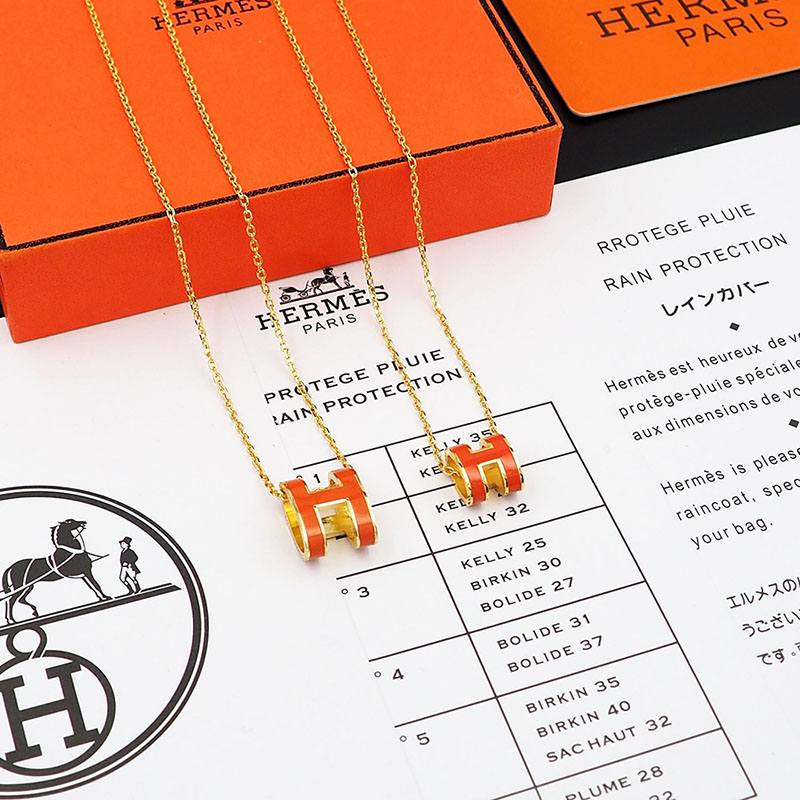 エルメス HERMES ミニ ポップアッシュ ポップH ネックレス オレンジ ゴールド金具 2627453 HERMES ポップH ミニ - 画像 (7)