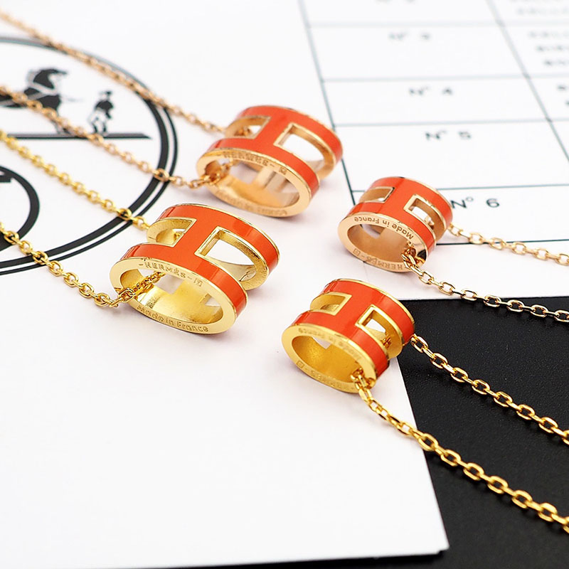 エルメス HERMES ミニ ポップアッシュ ポップH ネックレス オレンジ ゴールド金具 2627453 HERMES ポップH ミニ - 画像 (5)