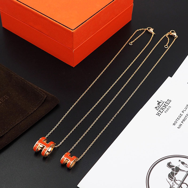 エルメス HERMES ミニ ポップアッシュ ポップH ネックレス オレンジ シャンパンゴールド金具 2627454 ポップh ネックレス 定価 - 画像 (11)