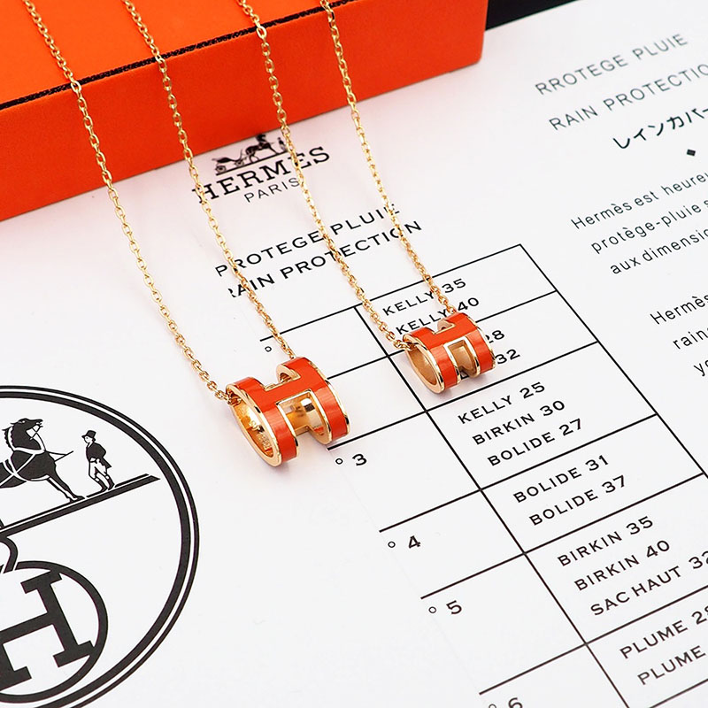 エルメス HERMES ミニ ポップアッシュ ポップH ネックレス オレンジ シャンパンゴールド金具 2627454 ポップh ネックレス 定価 - 画像 (10)