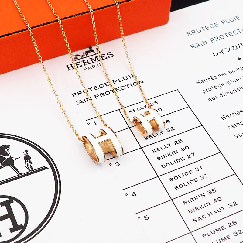 エルメス HERMES ミニ ポップアッシュ ポップH ネックレス ホワイト シャンパンゴールド金具 2627455 ミニポップ h 人気色 - 画像 (9)