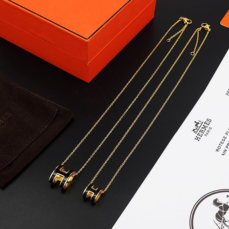 エルメス HERMES ミニ ポップアッシュ ポップH ネックレス ブラック ゴールド金具 2627456 ポップアッシュ ネックレス 定価 - 画像 (3)