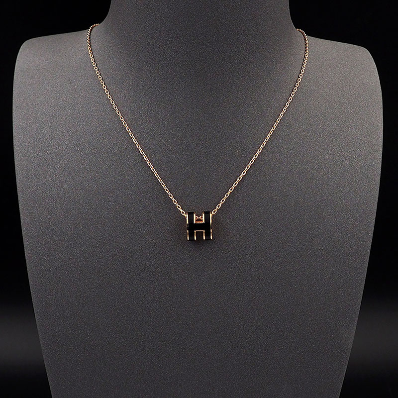 エルメス HERMES ミニ ポップアッシュ ポップH ネックレス ブラック シャンパンゴールド金具 2627457 エルメス ポップH ミニ 定価 - 画像 (2)