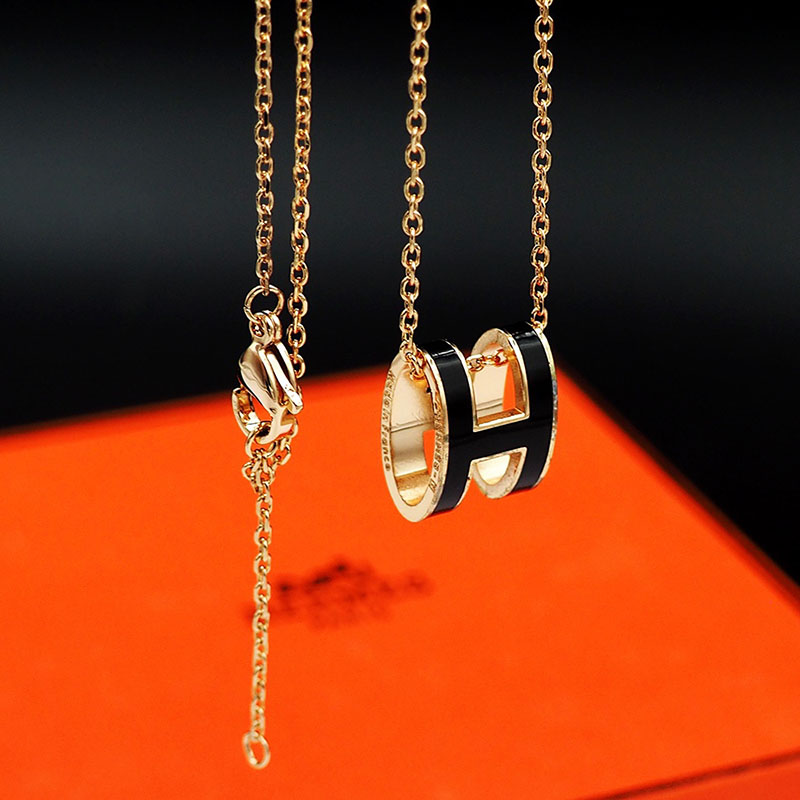 エルメス HERMES ミニ ポップアッシュ ポップH ネックレス ブラック シャンパンゴールド金具 2627457 エルメス ポップH ミニ 定価 - 画像 (10)