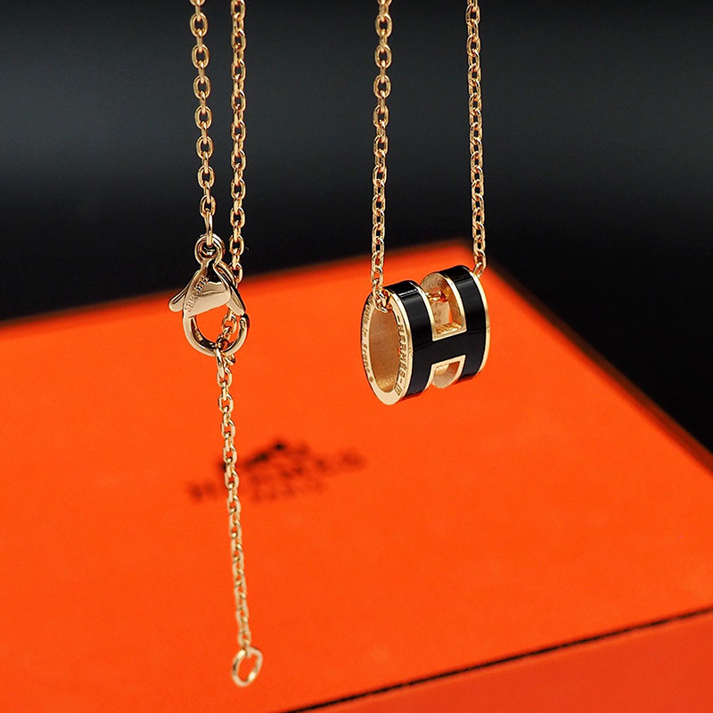 エルメス HERMES ミニ ポップアッシュ ポップH ネックレス ブラック シャンパンゴールド金具 2627457 エルメス ポップH ミニ 定価 - 画像 (9)