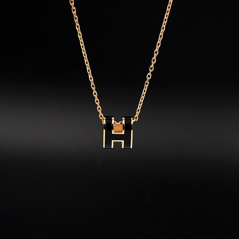 エルメス HERMES ミニ ポップアッシュ ポップH ネックレス ブラック シャンパンゴールド金具 2627457 エルメス ポップH ミニ 定価 - 画像 (6)