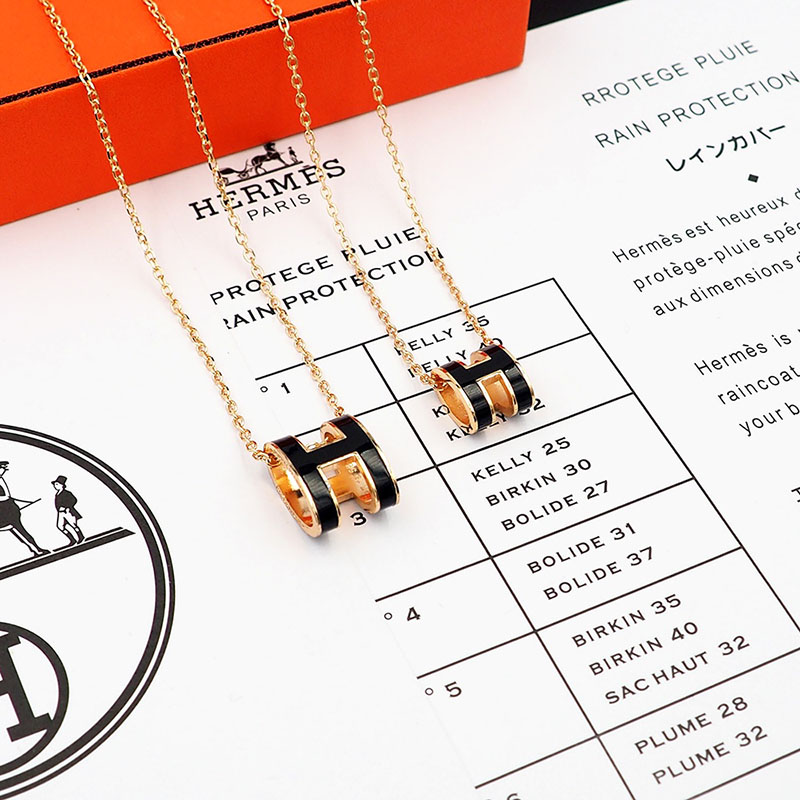 エルメス HERMES ミニ ポップアッシュ ポップH ネックレス ブラック シャンパンゴールド金具 2627457 エルメス ポップH ミニ 定価 - 画像 (5)