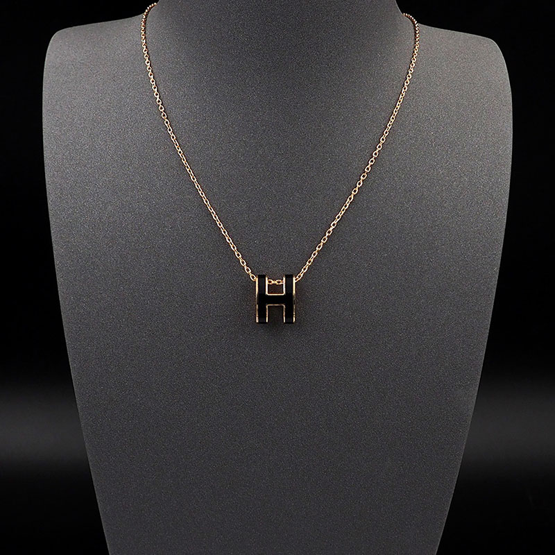 エルメス HERMES ミニ ポップアッシュ ポップH ネックレス ブラック シャンパンゴールド金具 2627457 エルメス ポップH ミニ 定価 - 画像 (3)