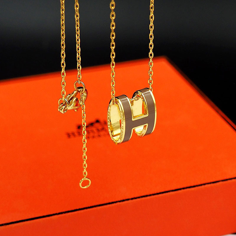 エルメス HERMES ミニ ポップアッシュ ポップH ネックレス エトゥープ ゴールド金具 2627458 エルメス ネックレス ポップH 公式 - 画像 (3)