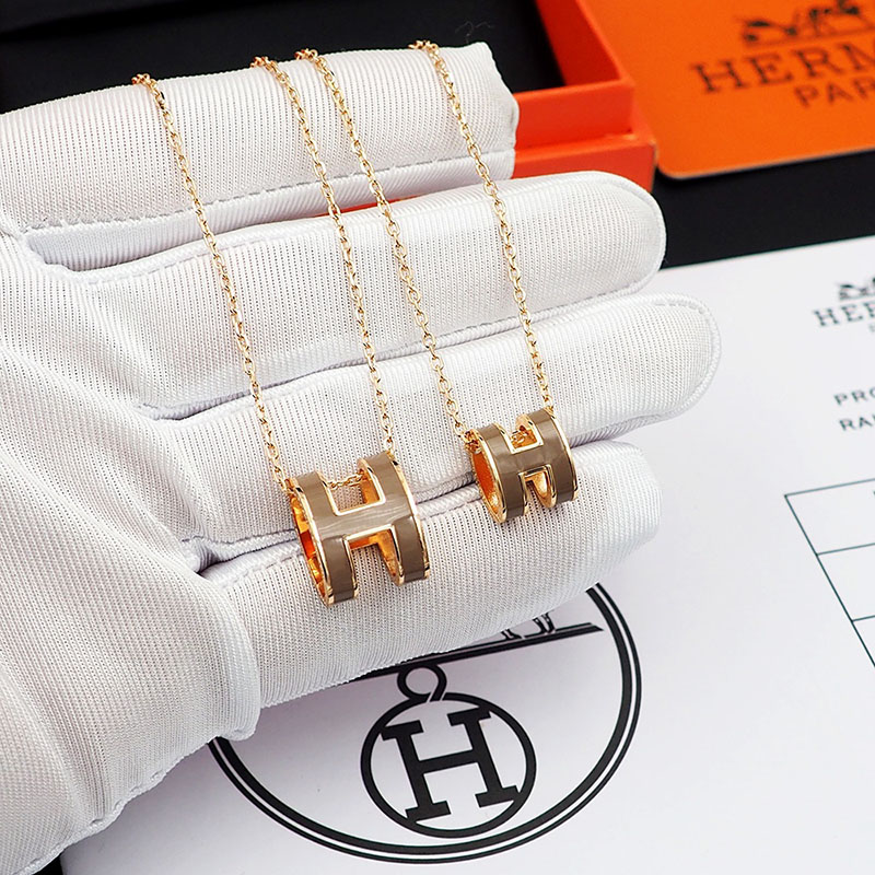 エルメス HERMES ミニ ポップアッシュ ポップH ネックレス エトゥープ シャンパンゴールド金具 2627459 エルメス ポップ H ネックレス ミニ - 画像 (7)