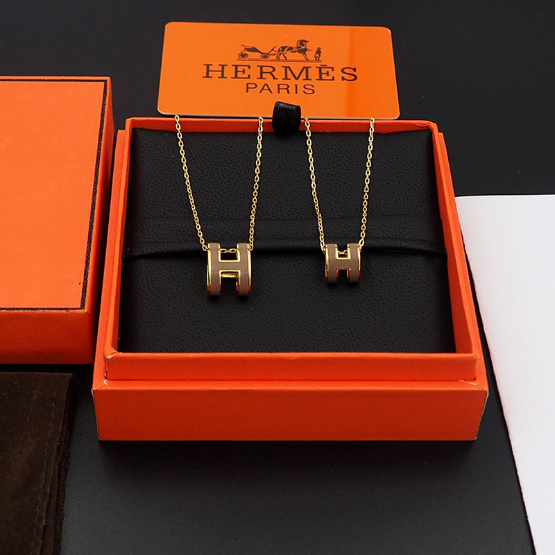 エルメス HERMES ミニ ポップアッシュ ポップH ネックレス エトゥープ シャンパンゴールド金具 2627459 エルメス ポップ H ネックレス ミニ - 画像 (5)
