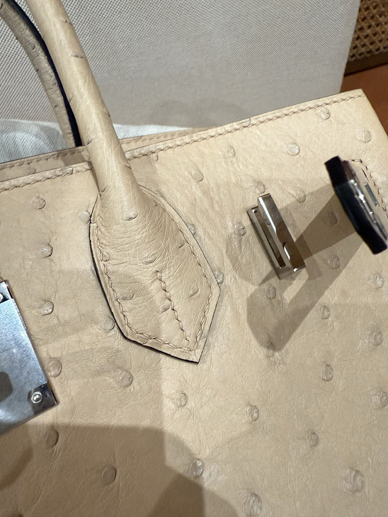 エルメス バーキン25 定価 HERMES バーキン25 チャイ オーストリッチ シルバー金具 2627489 エルメス専門店 おすすめ - 画像 (2)